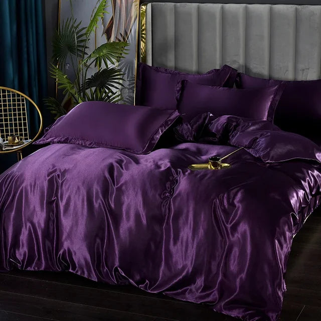 Luxury Bedding Set - SilkEssence-Crystal violet-90 x 200.00 cm-State of Style