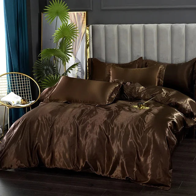 Luxury Bedding Set - SilkEssence-Dark brown-90 x 200.00 cm-State of Style