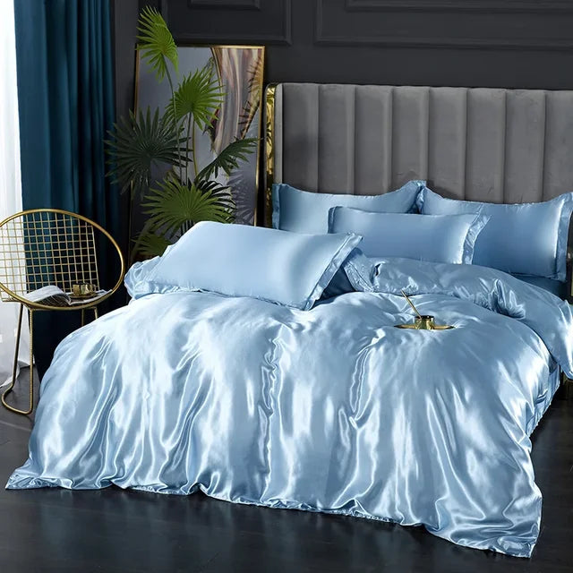 Luxury Bedding Set - SilkEssence-Light blue-90 x 200.00 cm-State of Style