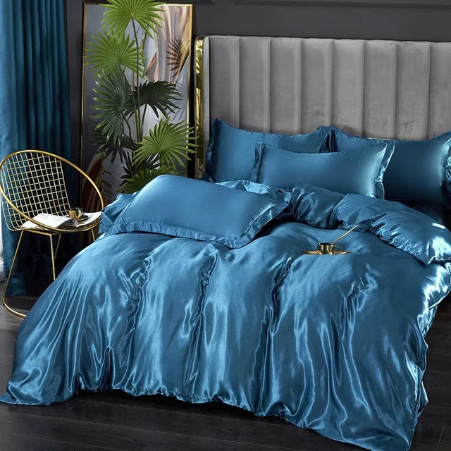 Luxury Bedding Set - SilkEssence-Moonlight blue-90 x 200.00 cm-State of Style