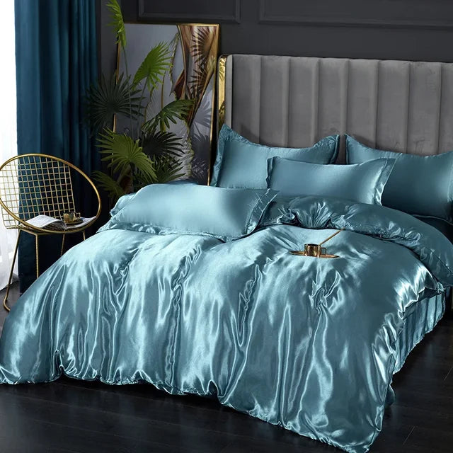 Luxury Bedding Set - SilkEssence-Moonlight blue-90 x 200.00 cm-State of Style