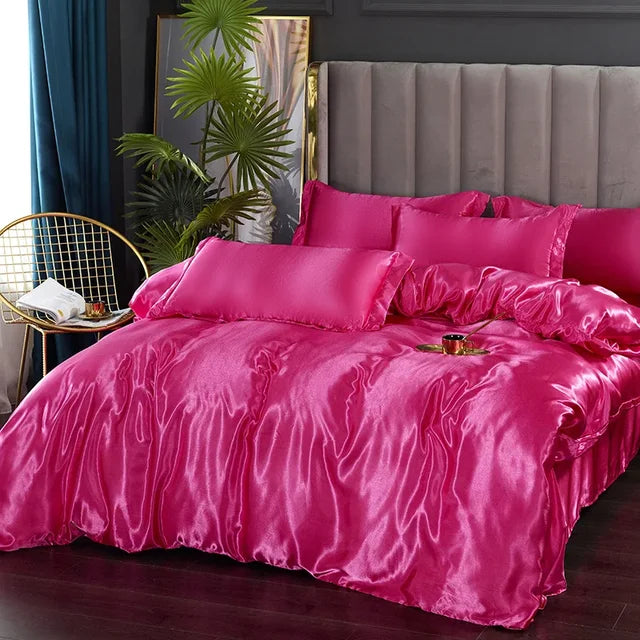 Luxury Bedding Set - SilkEssence-Pink Red-90 x 200.00 cm-State of Style