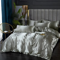 Luxury Bedding Set - SilkEssence-Silver grey-90 x 200.00 cm-State of Style