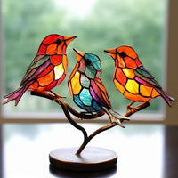 Luxury Bird Figurines in Coloured Glass - EleganBird-3 Birds (Type1)-State of Style