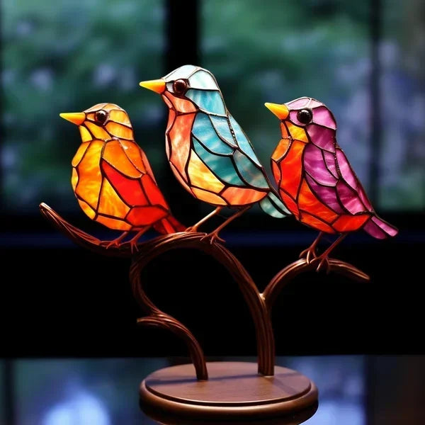 Luxury Bird Figurines in Coloured Glass - EleganBird-3 Birds (Type2)-State of Style