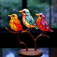 Luxury Bird Figurines in Coloured Glass - EleganBird-3 Birds (Type2)-State of Style