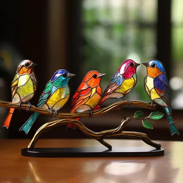 Luxury Bird Figurines in Coloured Glass - EleganBird-5 Birds-State of Style