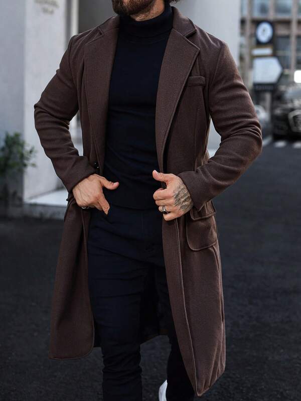 Luxury Brown Long Coat for Men - Alden-S-State of Style