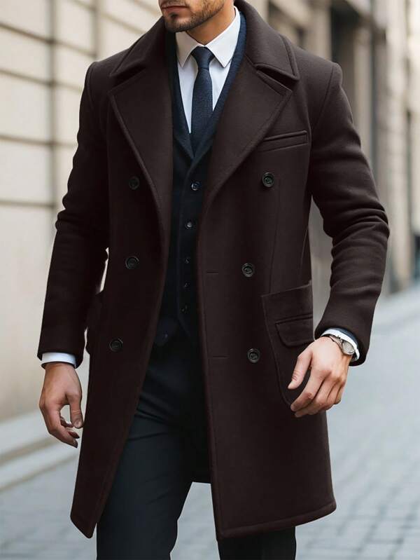 Luxury Brown Long Coat for Men - Alden-S-State of Style