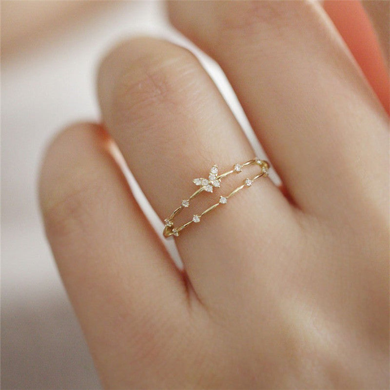 Luxury Butterfly Ring with Sparkling Zirconia - Aurielle-Gold-State of Style