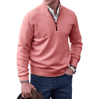 Luxury Cashmere Men's Sweater with Zip - Lucas-Pink-XS-State of Style