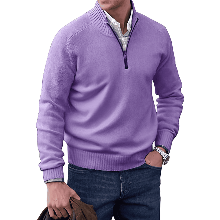 Luxury Cashmere Men's Sweater with Zip - Lucas-Purple-XS-State of Style