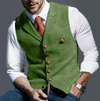 Luxury Checked Men's Gilet - Edward-Light Green-S-State of Style