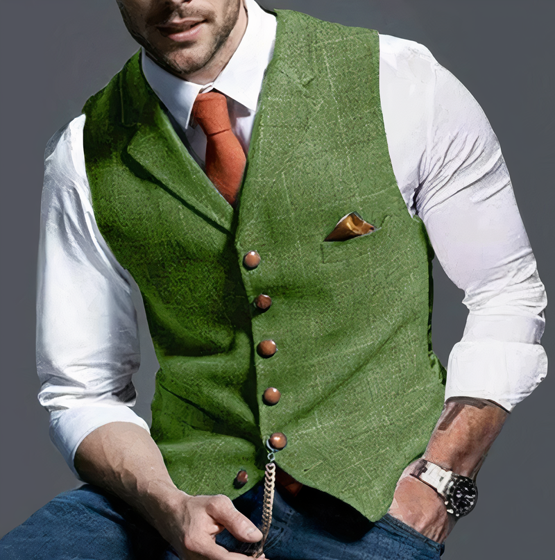 Luxury Checked Men's Gilet - Edward-Light Green-S-State of Style
