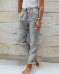 Luxury Cotton Linen Trousers - SereneComfort-Grey-S-State of Style