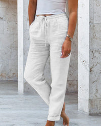 Luxury Cotton Linen Trousers - SereneComfort-White-S-State of Style