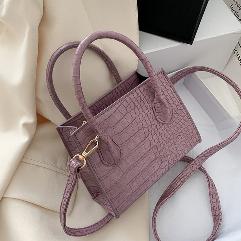 Luxury Crocodile Leather Handbag | Elegant & Timeless Design-Purple-22cm x 17cm x 8cm-State of Style