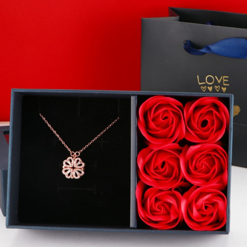 Luxury Diamond Necklace - Livia-Rose Gold with Roses-State of Style