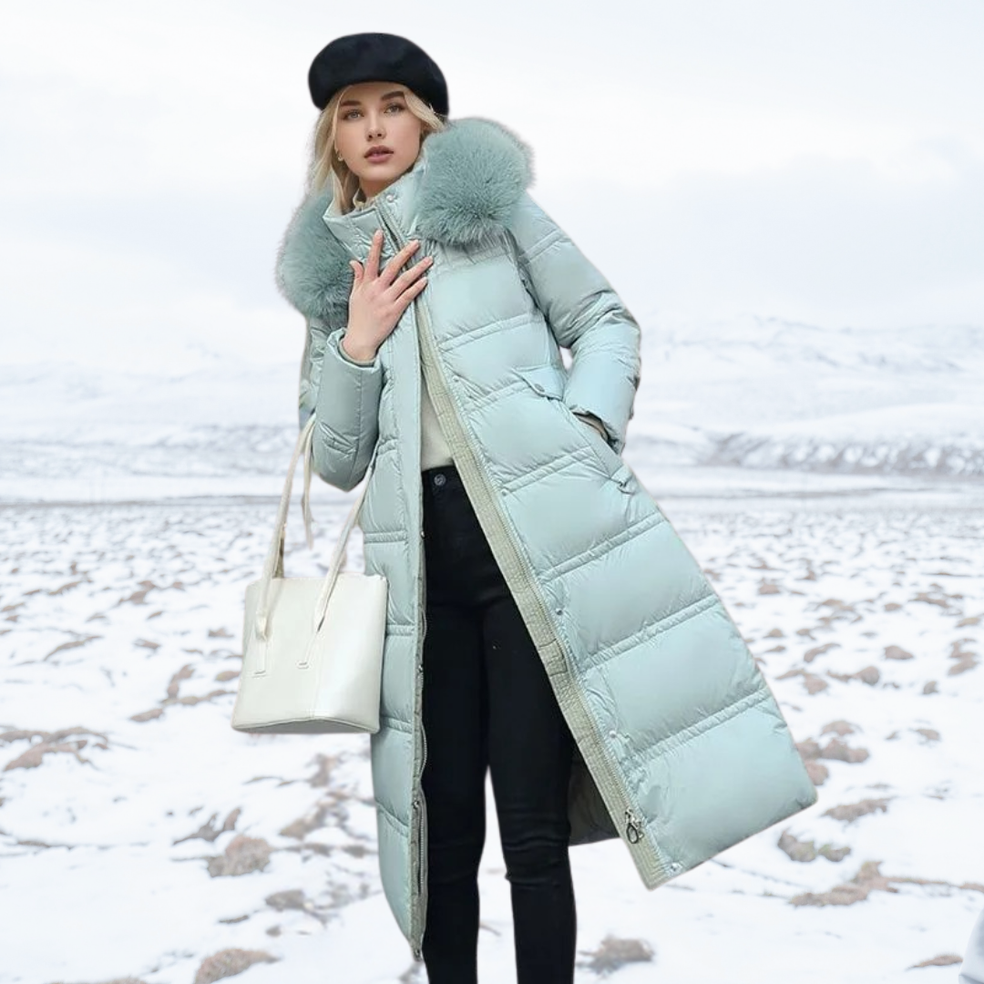Luxury Faux Fur Winter Coat for Women - Amara-Light blue-S-State of Style