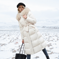 Luxury Faux Fur Winter Coat for Women - Amara-White with beige collar-S-State of Style