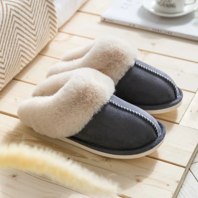 Luxury Faux Suede Women's Slippers - Celine-Dark Grey-AU 5-6-State of Style