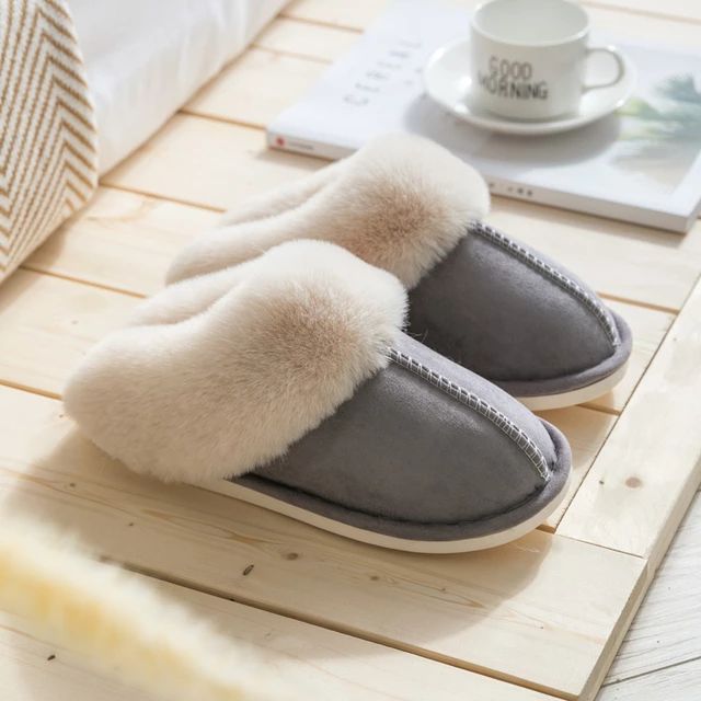 Luxury Faux Suede Women's Slippers - Celine-Light Grey-AU 5-6-State of Style