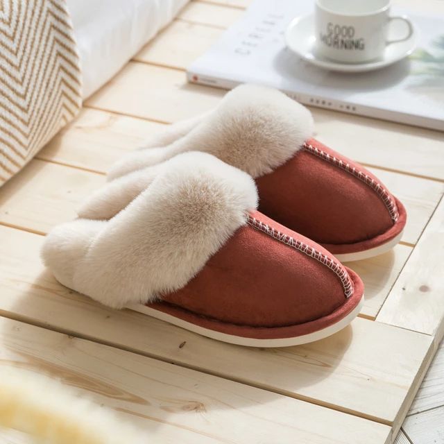Luxury Faux Suede Women's Slippers - Celine-Red-AU 5-6-State of Style