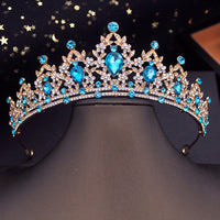 Luxury Gold Crystal Crown – Vintage-Style Regal Tiara-Baby Blue-State of Style