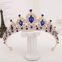 Luxury Gold Crystal Crown – Vintage-Style Regal Tiara-Blue-State of Style
