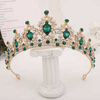 Luxury Gold Crystal Crown – Vintage-Style Regal Tiara-Green-State of Style