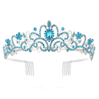 Luxury Gold Crystal Crown – Vintage-Style Regal Tiara-Light Blue-State of Style
