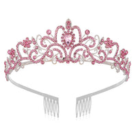Luxury Gold Crystal Crown – Vintage-Style Regal Tiara-Pink-State of Style
