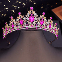 Luxury Gold Crystal Crown – Vintage-Style Regal Tiara-Rose Red-State of Style