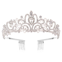 Luxury Gold Crystal Crown – Vintage-Style Regal Tiara-Silver White-State of Style
