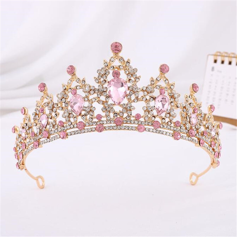 Luxury Gold Crystal Crown – Vintage-Style Regal Tiara-Yellow-State of Style