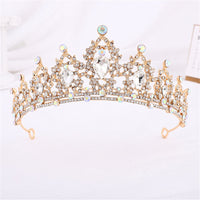 Luxury Gold Crystal Crown – Vintage-Style Regal Tiara-Yellow-State of Style