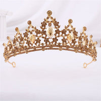 Luxury Gold Crystal Crown – Vintage-Style Regal Tiara-Yellow-State of Style