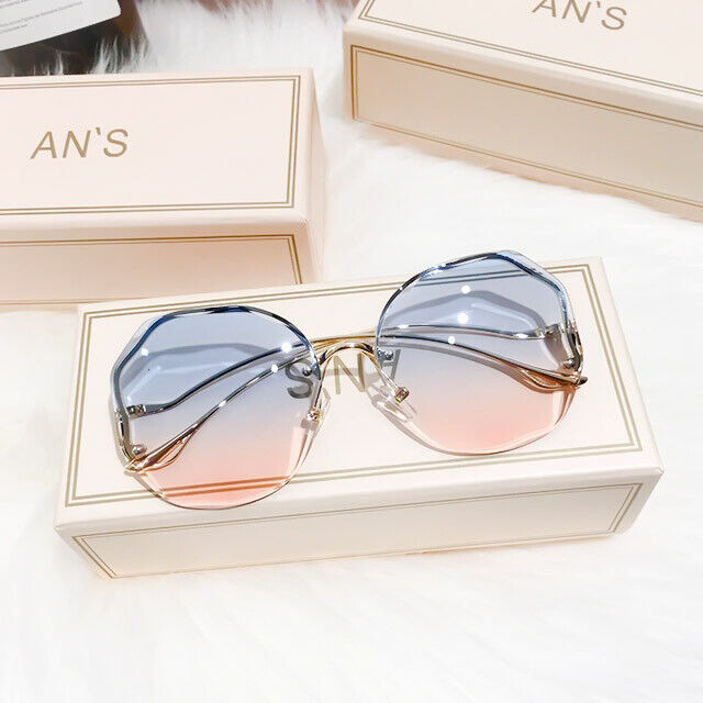 Luxury Gradient Sunglasses – Chic Frameless Design with UV Protection-Blue Pink-State of Style