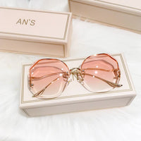 Luxury Gradient Sunglasses – Chic Frameless Design with UV Protection-Double Pink-State of Style