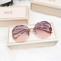 Luxury Gradient Sunglasses – Chic Frameless Design with UV Protection-Grey Pink-State of Style