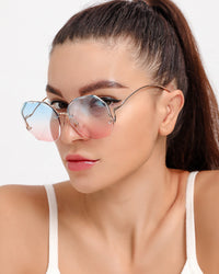 Luxury Gradient Sunglasses – Chic Frameless Design with UV Protection-Purple Pink-State of Style