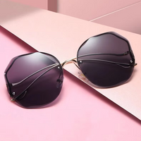 Luxury Gradient Sunglasses – Chic Frameless Design with UV Protection-Purple Pink-State of Style