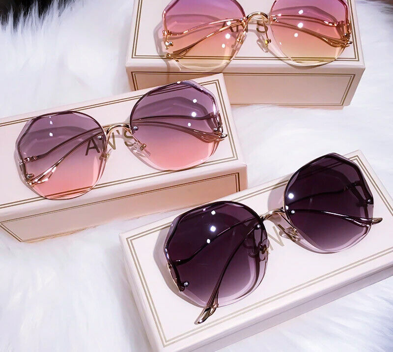 Luxury Gradient Sunglasses – Chic Frameless Design with UV Protection-Purple Pink-State of Style