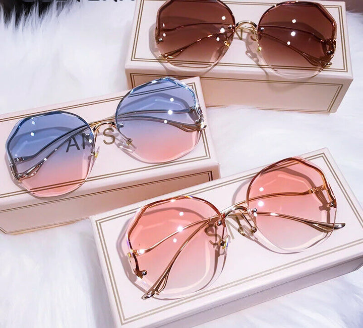 Luxury Gradient Sunglasses – Chic Frameless Design with UV Protection-Purple Pink-State of Style