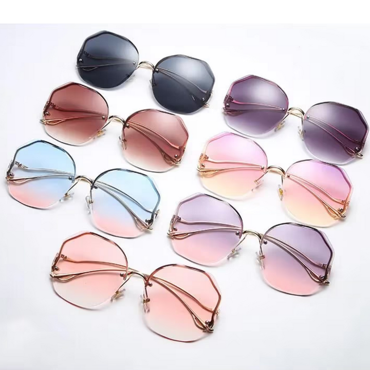 Luxury Gradient Sunglasses – Chic Frameless Design with UV Protection-Purple Pink-State of Style