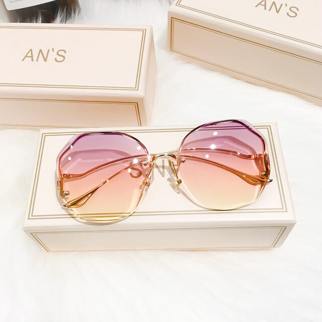 Luxury Gradient Sunglasses – Chic Frameless Design with UV Protection-Purple Pink-State of Style