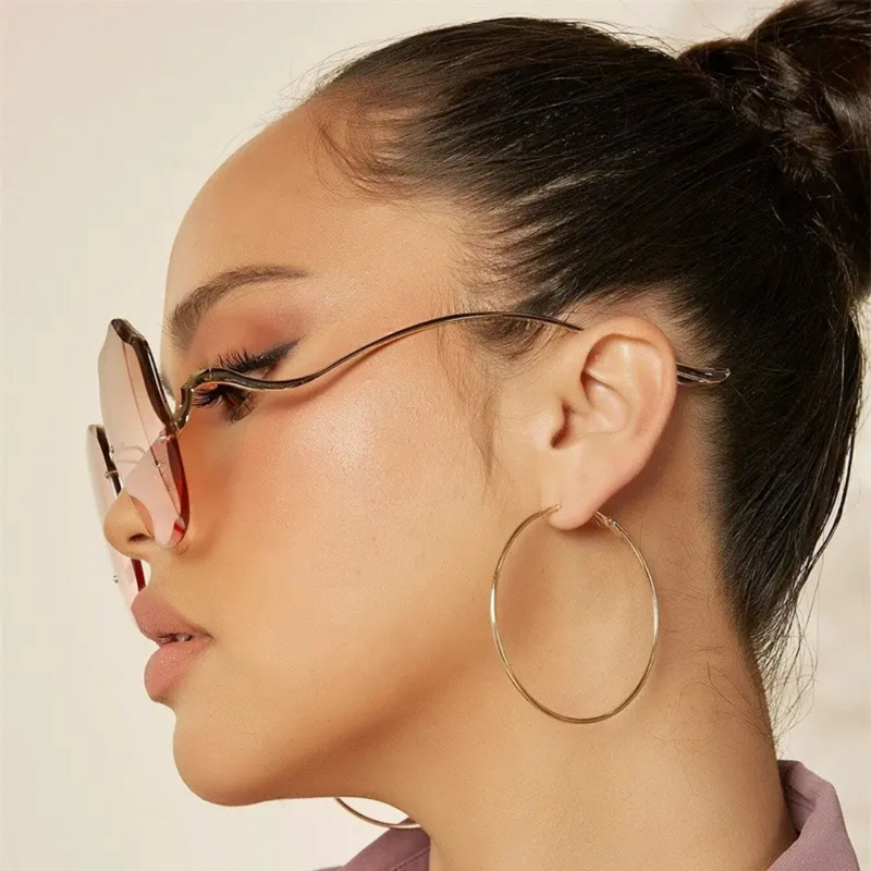 Luxury Gradient Sunglasses – Chic Frameless Design with UV Protection-Purple Pink-State of Style