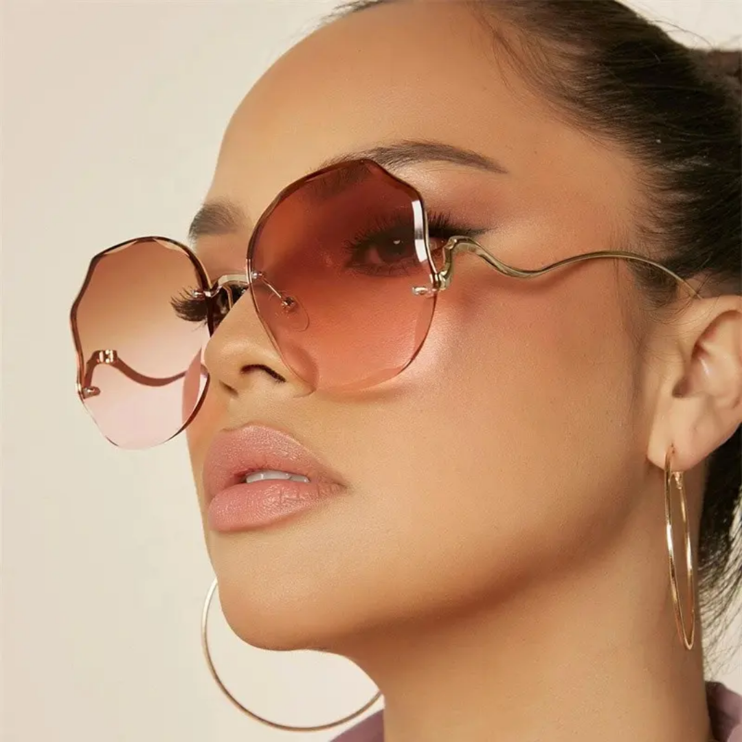 Luxury Gradient Sunglasses – Chic Frameless Design with UV Protection-Purple Pink-State of Style