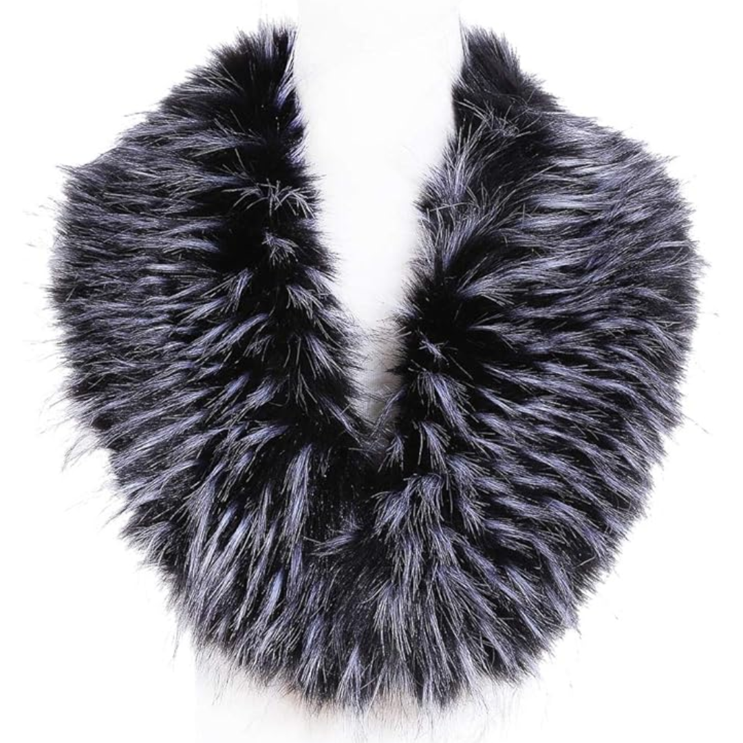 Luxury Imitation Fur Neck Warmer Scarf - Daisy-Black - White-State of Style