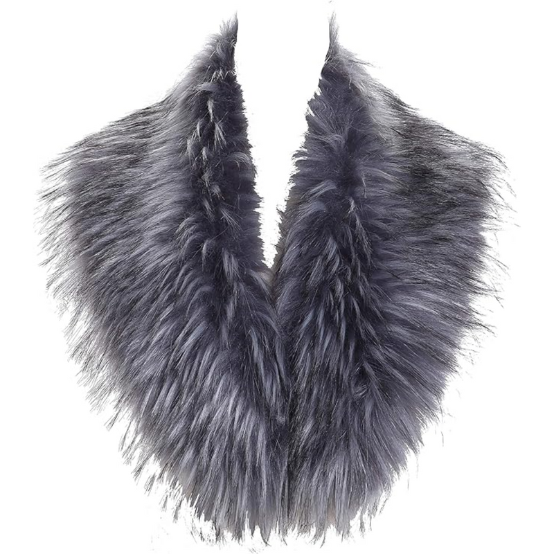 Luxury Imitation Fur Neck Warmer Scarf - Daisy-Grey with tips-State of Style